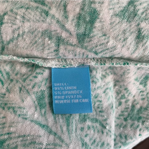 J. McLaughlin Tropical Linen Button 3/4 Sleeve Top Green Size L 26551 - Picture 7 of 7